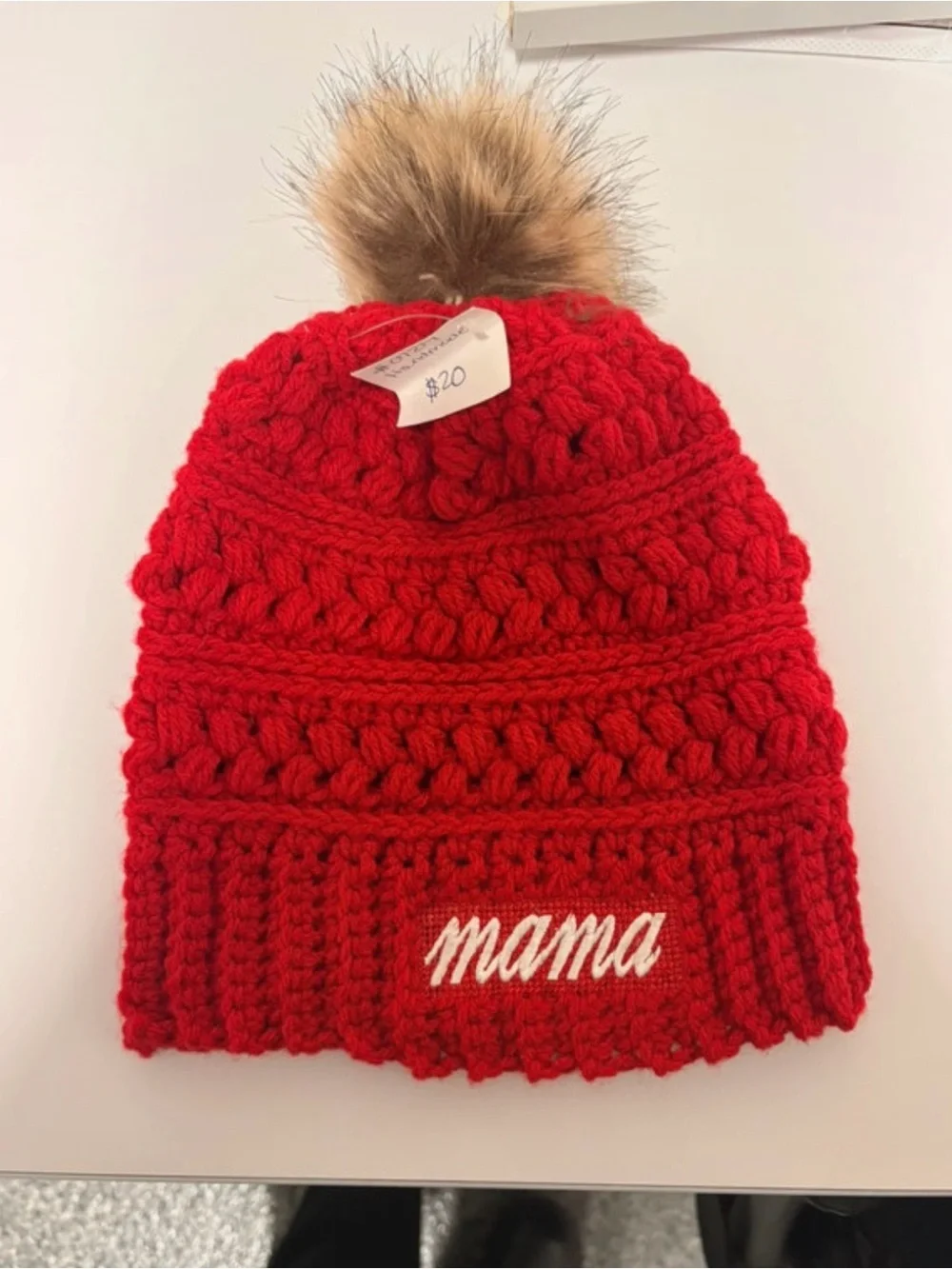 Mama Knit Pom Pom Beanie - Red